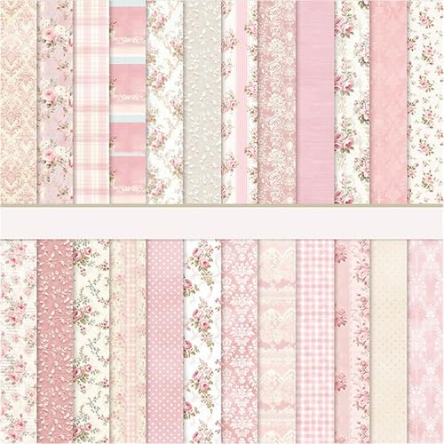 Blumen-Scrapbook Papier, Shabby Pink Garden Pattern Paper, 24 Blatt/24 Designs Doppelseitiger Druck Origami-Papier, Dekoratives Bastelpapier für DIY Kartenherstellung Fotoalbum Journal Dekor, 30,5 x von Colabrili