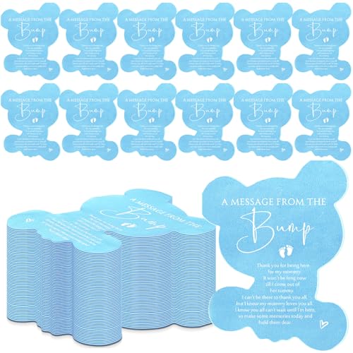 Colarr Dekorative Papierservietten für Babypartys, 3-lagig, gefaltet, Einweg-Servietten, eine Nachricht von der Bump, Dinner-Servietten für Babyparty, Geschlecht enthüllen, Blau, 100 Stück von Colarr