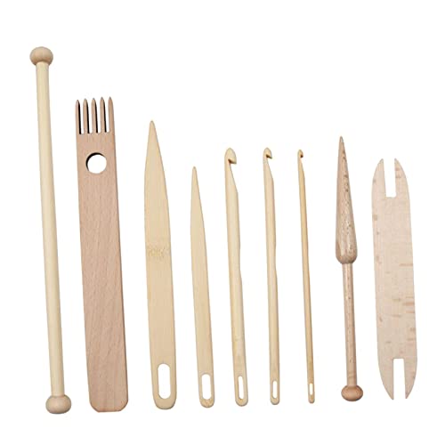 Colcolo 9 Stücke Holz Hand Webstuhl Set, Holzwebstände Häkelnadel mit Hölzernen Shuttles Webstift Und Holzwebstange, für Pullover Hut Schal Machen von Colcolo