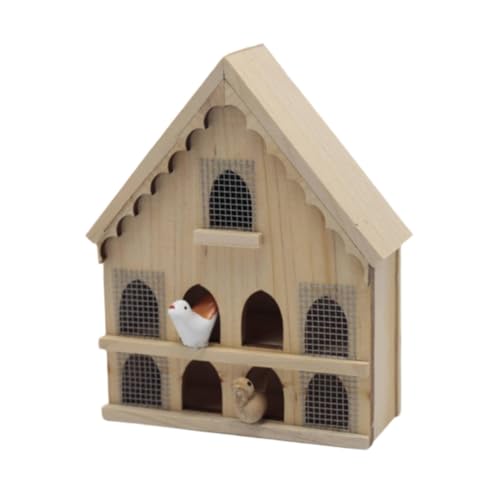 Colcolo 1/12 Puppenhaus Holz Vogelhaus Mini Vögel Szene Micro Landschaft Fee Garten Pretend Spielen Requisiten Modell von Colcolo