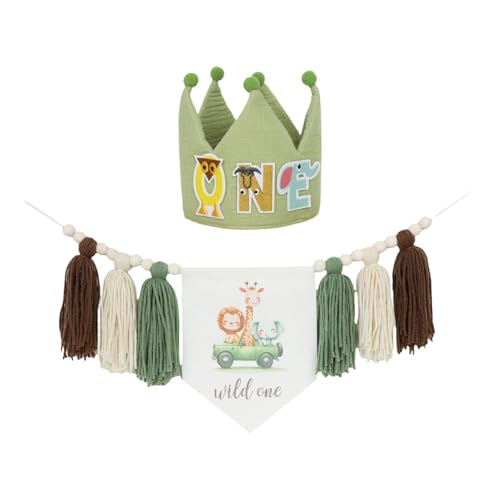 Colcolo 1 Geburtstagsfeier Dekorationen Hochtaster Banner Feier Hängende Ornament Crown Hut mit Holzperle Quasten Girlande, mit Cartoonhut Colcolo 1 Geburtstagsfeier Dekorationen Hochtaster Banner Feier Hängende Ornament Crown Hut mit Holzperle Quasten Girlande, mit Cartoonhut von Colcolo