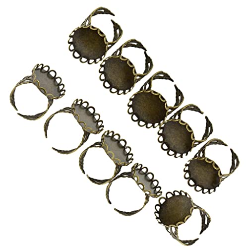 Colcolo 10 Stücke Retro Einstellbare Ringrohlinge Ovale Cabochon Ringe Einstellungen 25 X 18mm - Bronze von Colcolo