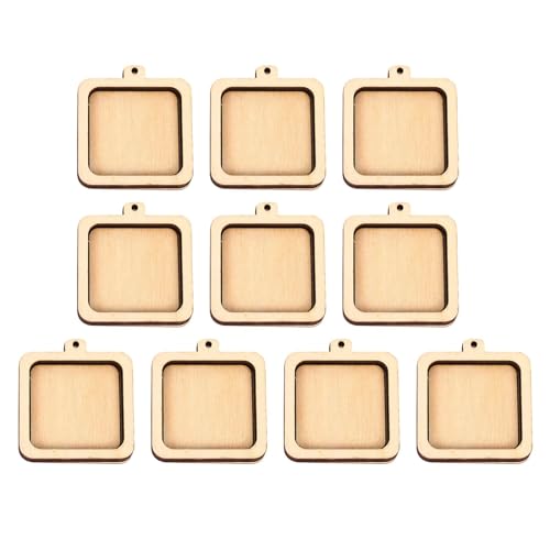 Colcolo 10 x Mini-Stickrahmen aus Holz, Ringe, Holzrahmen, Stickrahmen, DIY-Werkzeug für Schlüsselanhänger, Rahmen, Basteln, Anhänger, Heimdekoration, Quadrat von Colcolo