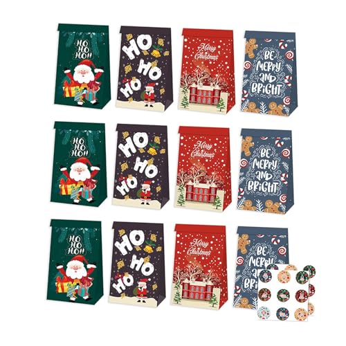 Colcolo 12 Stück Weihnachtsgeschenk-Papiertüten, Keks- und Süßigkeitentüten, Aufbewahrung, leichte Verpackungstüten, multifunktionale Partygeschenktüten, Style E von Colcolo