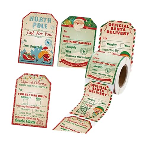 Colcolo 200 Stück Weihnachtsmann-Aufkleber, Weihnachtsaufkleber, Rollenetiketten, dekorative Paketaufkleber für Hochzeitsfestivals, Geschenkverpackungen, Style B von Colcolo