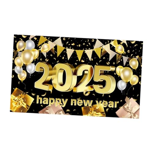 Colcolo 2025 Neujahrskulisse, Happy New Year Banner, große Fotohintergründe, Partydekoration, dekorativer Hintergrund, Style D von Colcolo