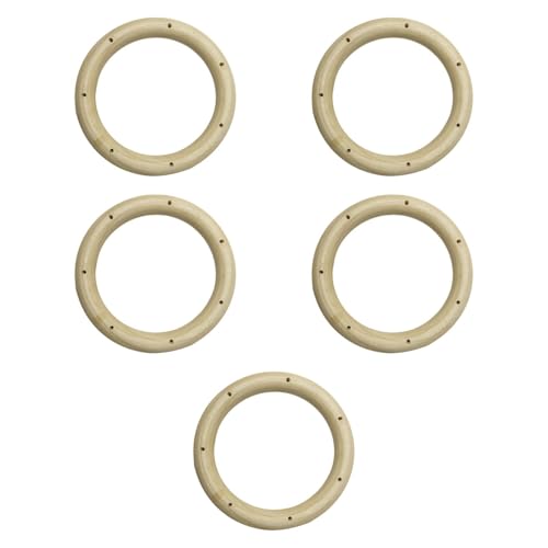 Colcolo 20x Windspiel-Kreise, Holzringe, Holzring, Terrassen-Windspiel-Rahmen, obere Kreise für Schmuckherstellung, Kinderspielzeug, Armband, 12 Cm, 7 Löcher von Colcolo