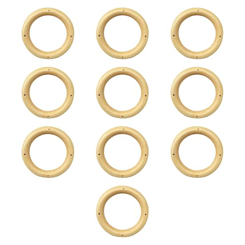 Colcolo 20x Windspiel-Kreise, Holzringe, Holzring, Terrassen-Windspiel-Rahmen, obere Kreise für Schmuckherstellung, Kinderspielzeug, Armband, 7 Cm, 4 Löcher von Colcolo