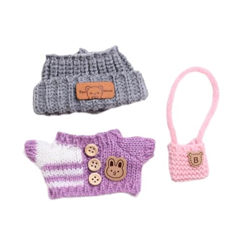 Colcolo 3 Stück Doll Kleidung Girl Puppenkleidung komfortable Modekostümzubehör handgefertigte Outfit -Sweater -Anzüge für 15 cm Puppe, Violett von Colcolo