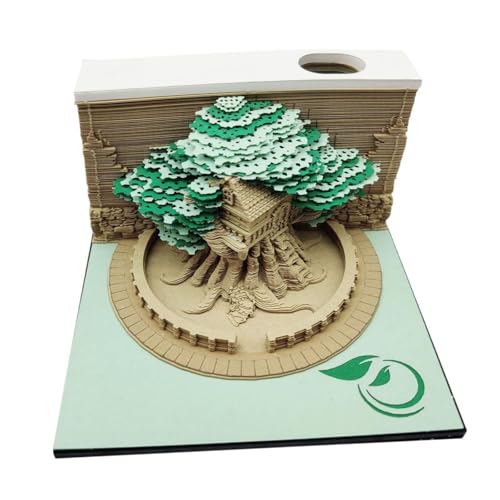 Colcolo 3D -Memo -Pad, Baumhausformpapier Away Home Decor 3D Notpad Papierdekoration für Party, Freunde, Weihnachten, Studio, Grün mit Datum von Colcolo