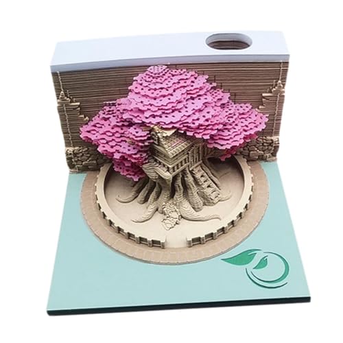 Colcolo 3D -Memo -Pad, Baumhausformpapier Away Home Decor 3D Notpad Papierdekoration für Party, Freunde, Weihnachten, Studio, Pink mit Datum von Colcolo