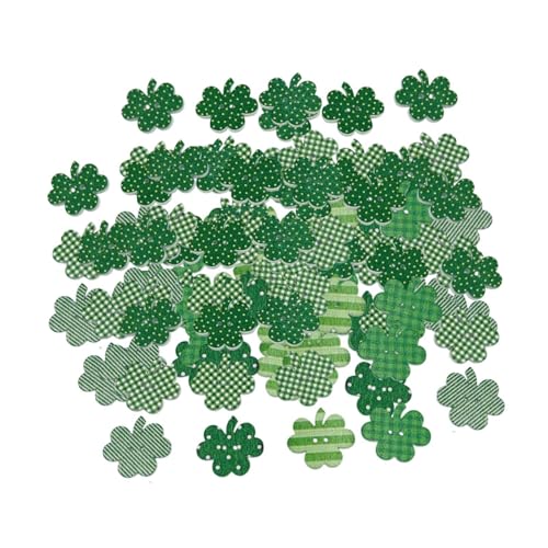 Colcolo 50 Stück Holzknöpfe in Kleeblattform, 25 mm, Ornamente, irischer St. 's Day, grüne Holzknöpfe für Mäntel, Scrapbooking, Heimwerken, Gemustert von Colcolo