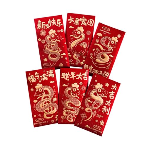 Colcolo 6 Stück rote Umschläge zum chinesischen Neujahr, rotes Paket, Geschenkpapier, Hong Bao, Glücksgeldumschläge für Hochzeit, Frühlingsfest von Colcolo