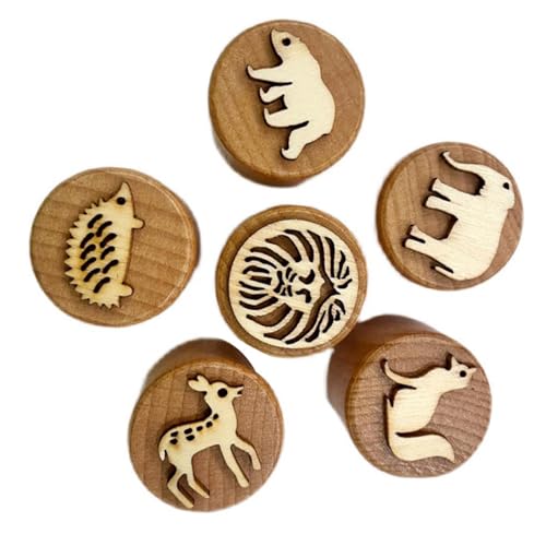 Colcolo 6X Holzstempel, Tierstempel DIY Basteln Kinder Kreativ zum Kartenbasteln Geschenk, Basteln Lernspielzeug Töpferwerkzeuge von Colcolo