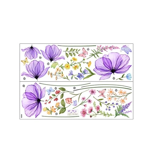 Colcolo Blumen Schmetterling Wandaufkleber Kreative Pflanzen Wandtattoos Premium PVC Poster Dekorative Tapete für Küche Bad von Colcolo