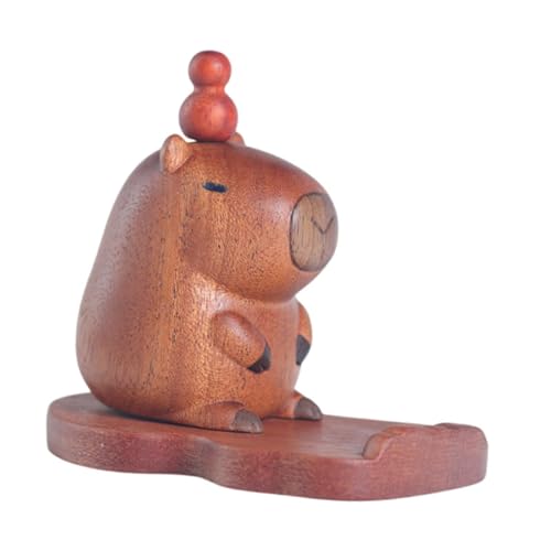 Colcolo Capybara Holzfigur, Desktop-Ornament, Miniatur-Tierfigur, Auto-Armaturenbrett-Dekoration für Zuhause, Tisch, Schlafzimmer, Telefonhalter von Colcolo