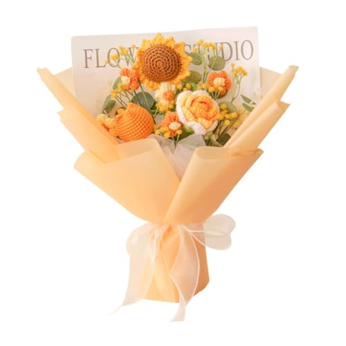 Colcolo Häkelblumen Bouquet Dekor, Geschenk, handgefertigte gestrickte Blume für den Valentinstag Geburtstag Hochzeitsfeier Dekor Abschluss, Style A von Colcolo