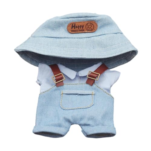 Colcolo Hemd und Hose für ausgestopfte Puppen, zum Anziehen, DIY-Foto-Requisiten, Kleidung für Kinder, zum Basteln eigener Puppen mit Hut für 14 cm bis 17 cm, Blaue Hosen von Colcolo