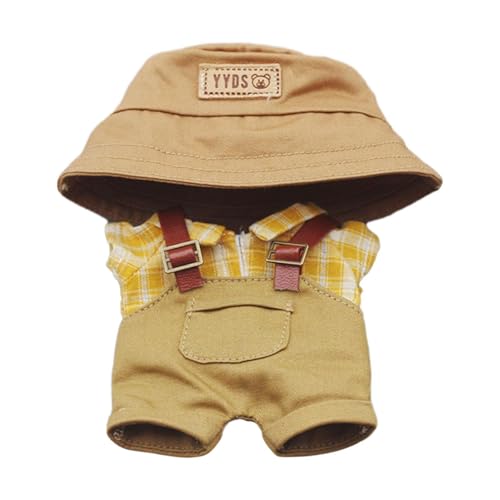 Colcolo Hemd und Hose für ausgestopfte Puppen, zum Anziehen, DIY-Foto-Requisiten, Kleidung für Kinder, zum Basteln eigener Puppen mit Hut für 14 cm bis 17 cm, Khakihose von Colcolo