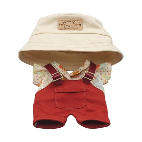 Colcolo Hemd und Hose für ausgestopfte Puppen, zum Anziehen, DIY-Foto-Requisiten, Kleidung für Kinder, zum Basteln eigener Puppen mit Hut für 14 cm bis 17 cm, Rote Hose von Colcolo