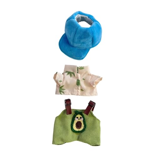 Colcolo Hemd und Hose für ausgestopfte Puppen. Stellen Sie Ihre eigenen Puppen her, modische DIY-Kleidung für Kinder. Plüschpuppenkleidung. Verkleiden Sie, Avocado Und Blauer Hut von Colcolo