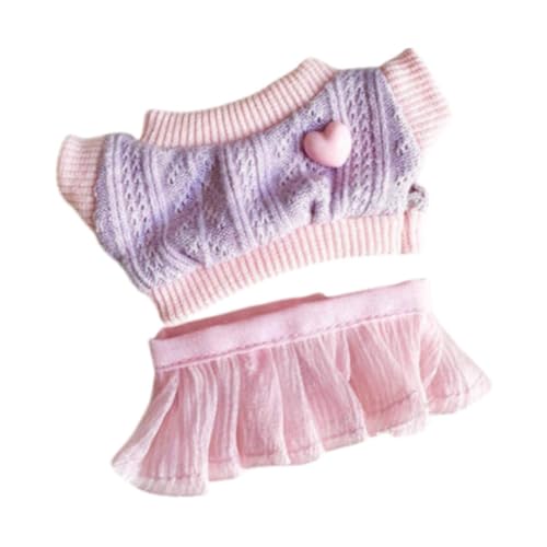 Colcolo Mini-Puppenkleidung, 17 cm, süßer Puppenkleidungsanzug, bezaubernd, Bequeme Kleidung, Pullover, Rock, Mädchen-Puppen-Outfits für Party-Spielzeug, Rosa von Colcolo