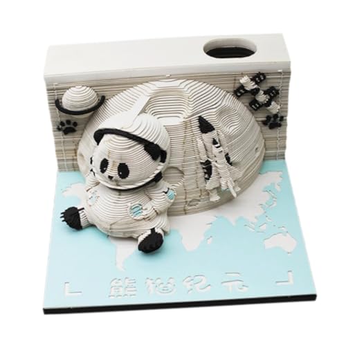 Colcolo Panda 3D Memo Pad Papier Skulptur DIY Hinweis Desktop Orament Art Craft Desk Kalender Urlaub Kalender 2025, Normaler Typ von Colcolo