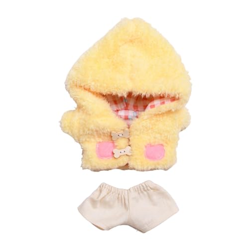 Colcolo Puppe Hoodie Kleidung Anhänger Puppe Outfits Cartoon Bequem für Kinder DIY Puppe Spielzeug Puppe Kleidung Dress up für 6,69 Zoll Puppe, Gelb von Colcolo