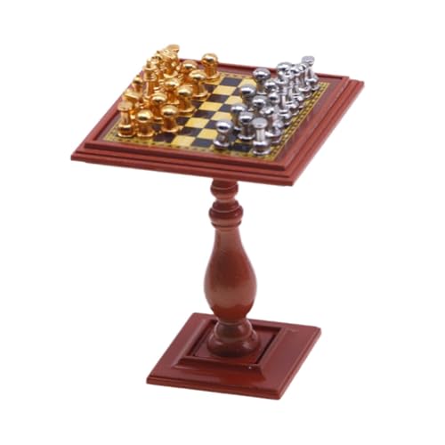 Colcolo Puppenhaus Miniatur Internationales Schachspiel Brettspiele Modell Geschenke Mini Schach mit Schachbrett Gold und Silber Mini Schach von Colcolo