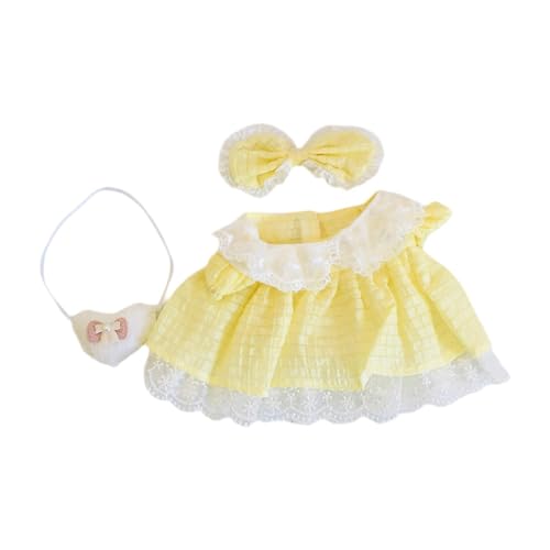 Colcolo Puppenkleid, Anzug, Miniatur-Kleidung, DIY-Puppenspielzeug, Modekostüme, weiche handgefertigte Kleidung, Kostüm für 38 cm große Puppen, Mädchenpuppen, Gelb von Colcolo