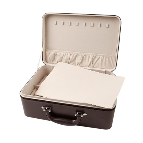 Colcolo Schmuckschatulle, Organizer-Box, 36 Fächer, Retro-Design, Ohrringe, Anhänger, Armband, Aufbewahrungsbehälter, Koffer für Heimdekoration, Geschenk, Braun mit Beige von Colcolo