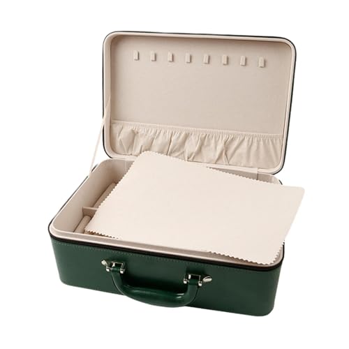 Colcolo Schmuckschatulle, Organizer-Box, 36 Fächer, Retro-Design, Ohrringe, Anhänger, Armband, Aufbewahrungsbehälter, Koffer für Heimdekoration, Geschenk, Grün mit Beige von Colcolo