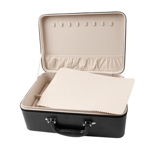 Colcolo Schmuckschatulle, Organizer-Box, 36 Fächer, Retro-Design, Ohrringe, Anhänger, Armband, Aufbewahrungsbehälter, Koffer für Heimdekoration, Geschenk, Schwarz mit Beige von Colcolo