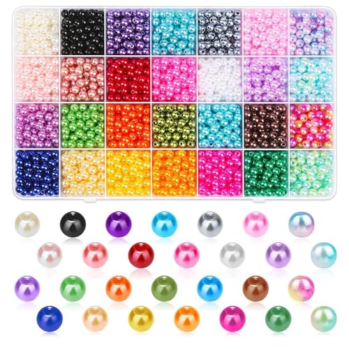 1700 Stück Runde Bunte Perlen zum Basteln, 28 Farben 6mm Perlen zum Auffädeln Basteln Perlen, Armbänder Selber Machen Bastelperlen Lose Perlen für Schmuckherstellung DIY Armband Halskette Handwerk (B) von Colexy