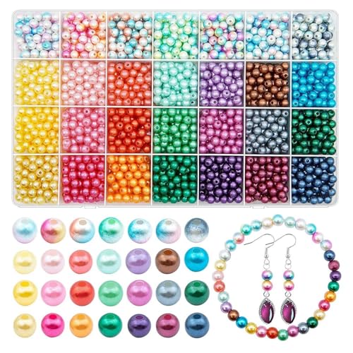 1700 Stück Runde Bunte Perlen zum Basteln, 28 Farben 6mm Perlen zum Auffädeln Basteln Perlen, Armbänder Selber Machen Bastelperlen Lose Perlen für Schmuckherstellung DIY Armband Halskette Handwerk (C) von Colexy