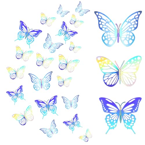 36 Stück Schmetterlinge Deko, 3D Schmetterlinge Deko Schmetterling Aufkleber Butterfly Wandsticker Wanddeko Tortendeko für Wohnzimmer Kinderzimmer Hochzeit Party Mädchen (Silber) von Colexy