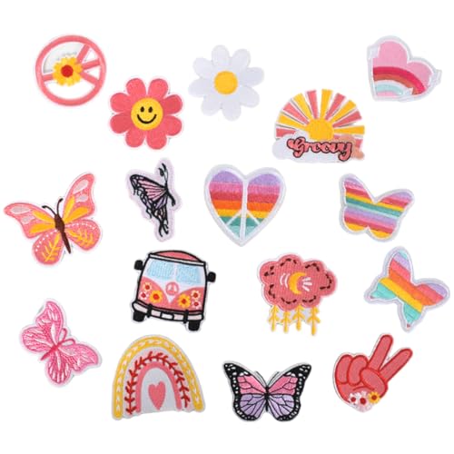 Bügelflicken Kinder,16 Stück Patches zum Aufbügeln,Bestickte Aufnäher zum Aufnähen,DIY Bestickte Patches,Aufbügeln,Applikation,für Die Personalisierte Anpassung von Kleidung, Jeans, Jacken,Mützen von Colexy