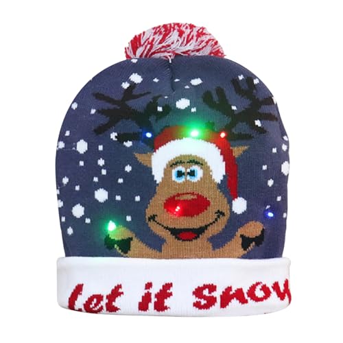 Colexy LED-Weihnachtsmütze LED Leuchten Strickmütze Weihnachten Beanie Mütze Warme Neuheit Weihnachten Hut für Unisex Kinder Erwachsene Weihnachtsfeier Winter Xmas Urlaub Mütze (F) von Colexy