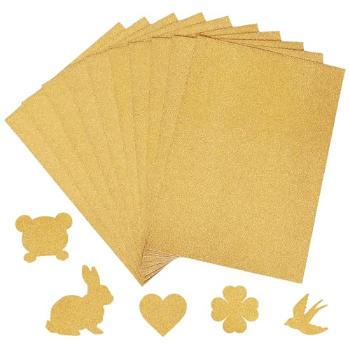 Glitzerpapier zum Basteln, 10 Blatt Bastelkarton,Glitzerpapier zum Basteln und Gestalten,A4 210x 297 mm 170g,für DIY Grußkarten Scrapbooking Glitter Craft Paper,für Hochzeit Weihnachten (Gold, A4) von Colexy