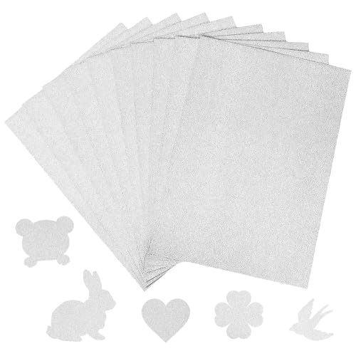 Glitzerpapier zum Basteln, 10 Blatt Bastelkarton,Glitzerpapier zum Basteln und Gestalten,A4 210x 297 mm 170g,für DIY Grußkarten Scrapbooking Glitter Craft Paper,für Hochzeit Weihnachten (Silber, A4) von Colexy