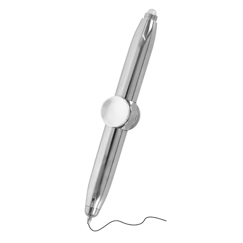 Metall Spinning Pen, Spinning Pen, Fidget Pen mit LED Licht, Luminous Gyro Ballpoint Pen, Beleuchtete Stift, Kugelschreiber Geschenkstift, Kugelschreiber Fidget Stifte für Erwachsene Kinder (Silver) von Colexy