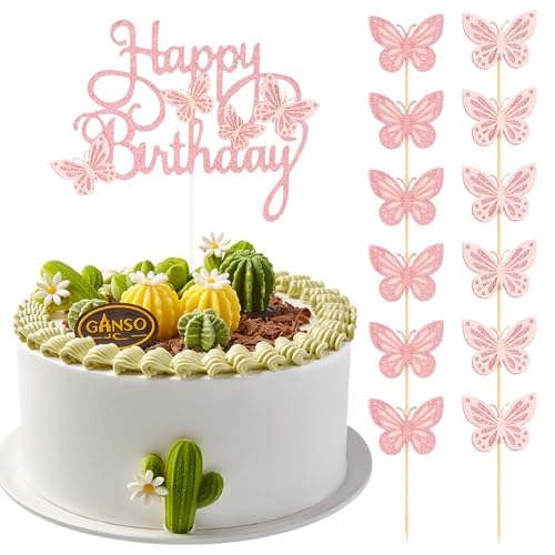 Tortendeko Schmetterling 3d, 13 Stück Deko Torte Schmetterlinge Rosa, Happy Birthday Cake Topper, Kuchendeko Geburtstag Schmetterling, Cake Topper Schmetterlinge, Für Hochzeit, Party Tortendeko Schmetterling 3d, 13 Stück Deko Torte Schmetterlinge Rosa, Happy Birthday Cake Topper, Kuchendeko Geburtstag Schmetterling, Cake Topper Schmetterlinge, Für Hochzeit, Party von Colexy