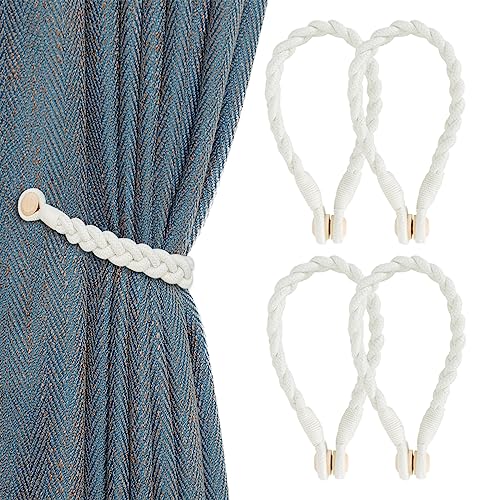 Vorhang Binder Magnet, 4 Stück Curtain Rope Buckle Vorhang Raffhalter, Weben Vorhang Halter Vorhanggurte, Raffhalter für Gardine, Vorhang Band Gardinenhalter für Haus Hotel Café Vorhänge Dekor, Weiß von Colexy