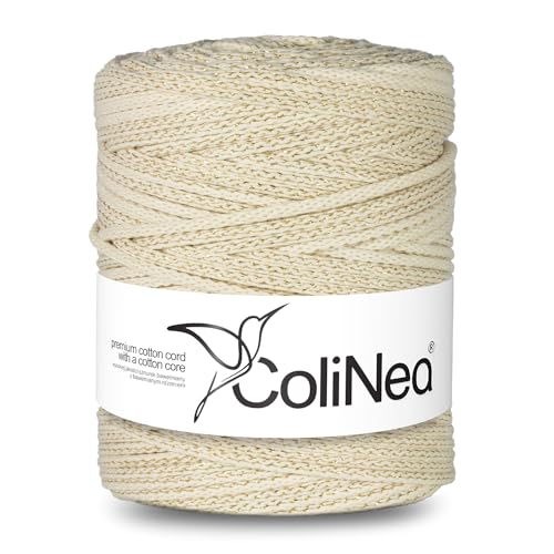 ColiNea Baumwollkordel mit Baumwollkern 5 mm 200m Baumwollgarn DIY Makramee Stricken Cotton Cord ideal für Makramee Handwerk Baumwollseil für Basteln (Elfenbein) von ColiNea