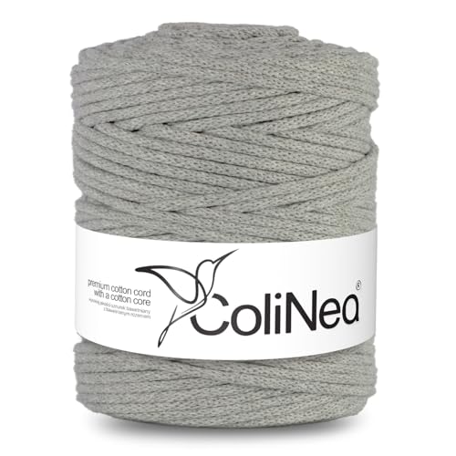 ColiNea Baumwollkordel mit Baumwollkern 5 mm 200m Baumwollgarn DIY Makramee Stricken Cotton Cord ideal für Makramee Handwerk Baumwollseil für Basteln (Grau) von ColiNea