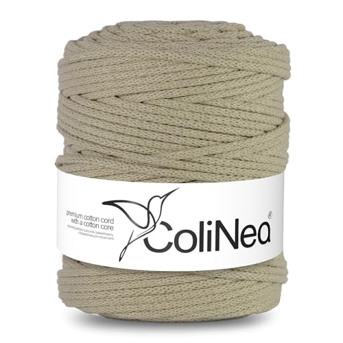 ColiNea Baumwollkordel mit Baumwollkern 5 mm 200m Baumwollgarn DIY Makramee Stricken Cotton Cord ideal für Makramee Handwerk Baumwollseil für Basteln (Hellbeige) von ColiNea