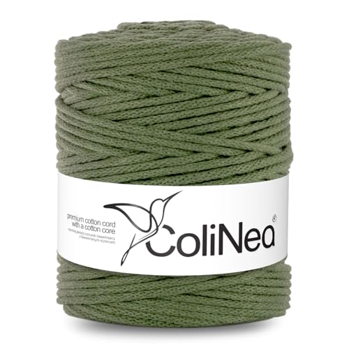 ColiNea Baumwollkordel mit Baumwollkern 5 mm 200m Baumwollgarn DIY Makramee Stricken Cotton Cord ideal für Makramee Handwerk Baumwollseil für Basteln (Khaki) von ColiNea