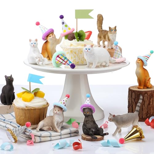 Colingmill 18 Stück Katzengeburtstagsparty-Dekorationen, Mini-Geburtstagshut, Tierfiguren-Modell, Kuchendekoration mit Mini-Hut für Geburtstagsparty, Tier-Motto-Party Colingmill 18 Stück Katzengeburtstagsparty-Dekorationen, Mini-Geburtstagshut, Tierfiguren-Modell, Kuchendekoration mit Mini-Hut für Geburtstagsparty, Tier-Motto-Party von Colingmill