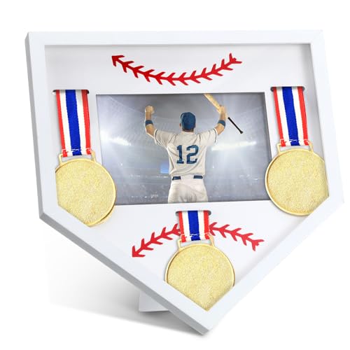 Colingmill Baseball-Medaillen-Schattenbox mit singbarem Stift, Einzelmedaillen-Vitrine, Holz-Medaillen-Bilderrahmen für Tischdekoration, Auszeichnungen, Renngewinner, Geschenke von Colingmill