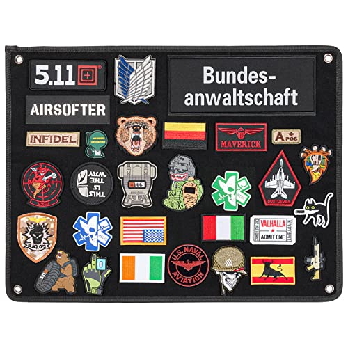 Patches Klett Wand Klettfläche Klettmatte Wand Taktisch Militär Klett Patch Board Organizer Display Tafel Mit Ösen - Schwarz (60 x 45cm) von Colisal